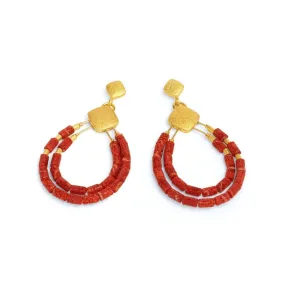 Clini Red Coral Earrings - 15576296