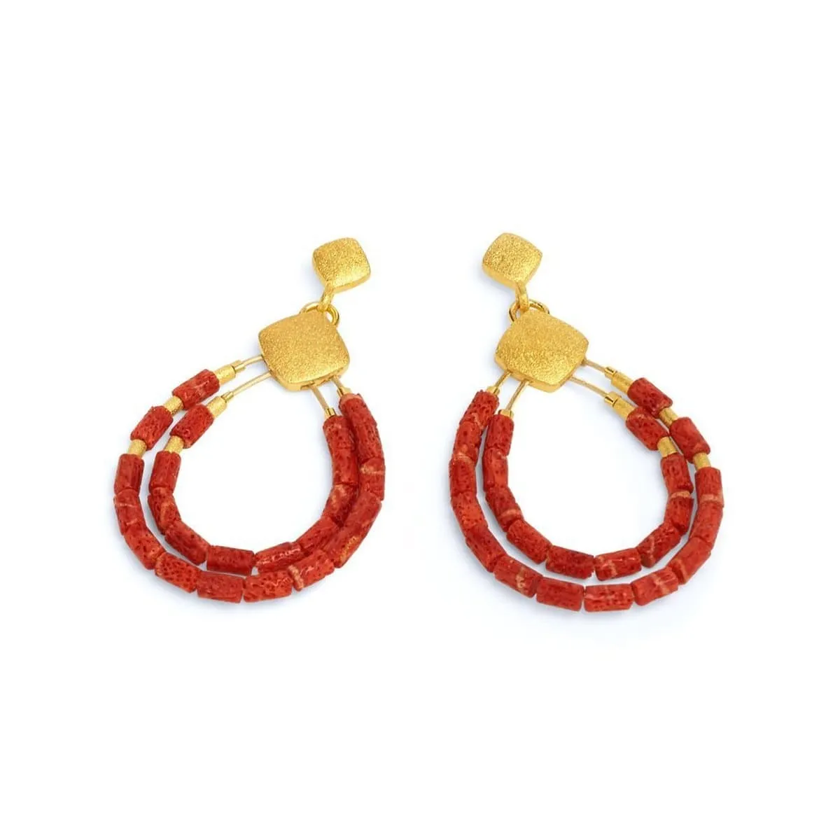 Clini Red Coral Earrings - 15576296