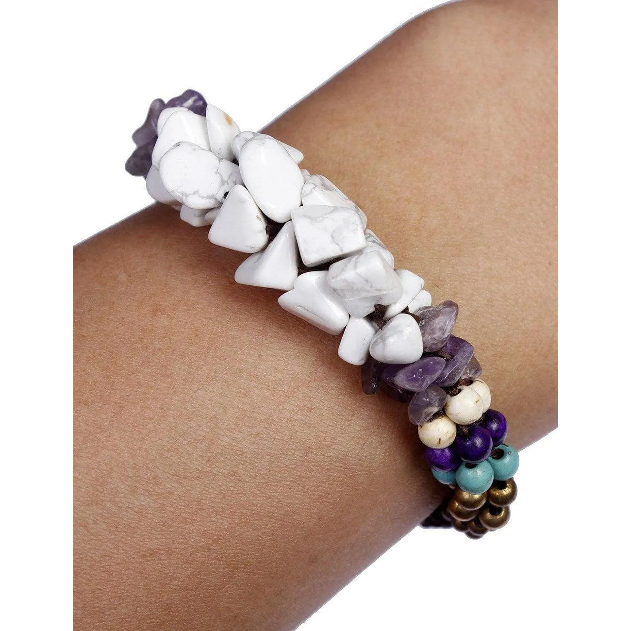 Cluster Brass Bead & Stone Bracelet - Thailand