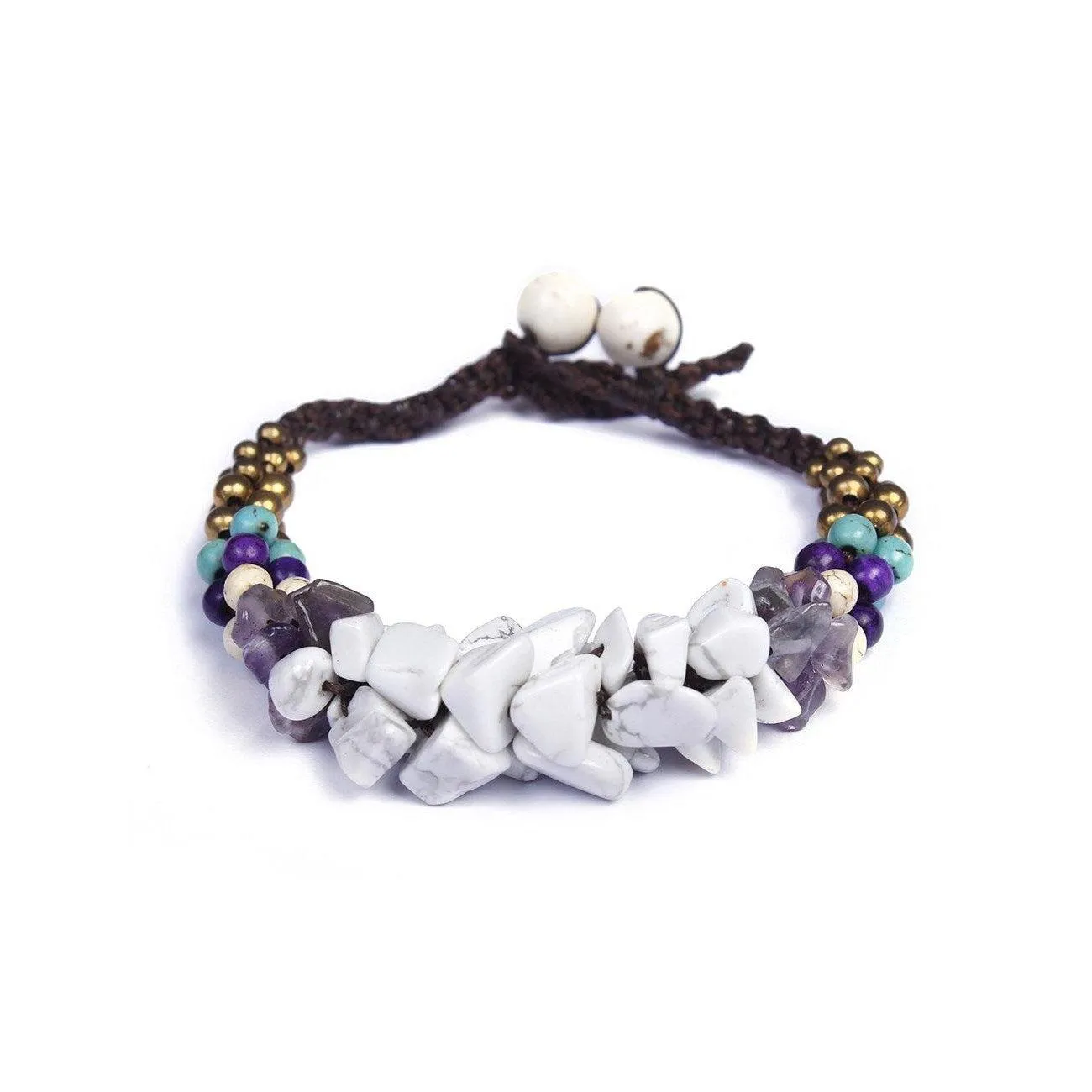 Cluster Brass Bead & Stone Bracelet - Thailand