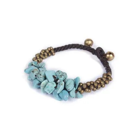 Cluster Brass Bead & Stone Bracelet - Thailand