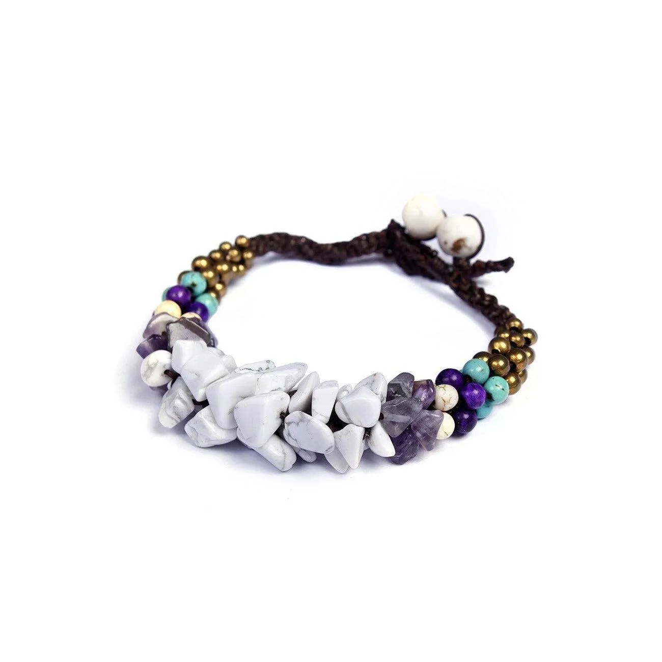 Cluster Brass Bead & Stone Bracelet - Thailand