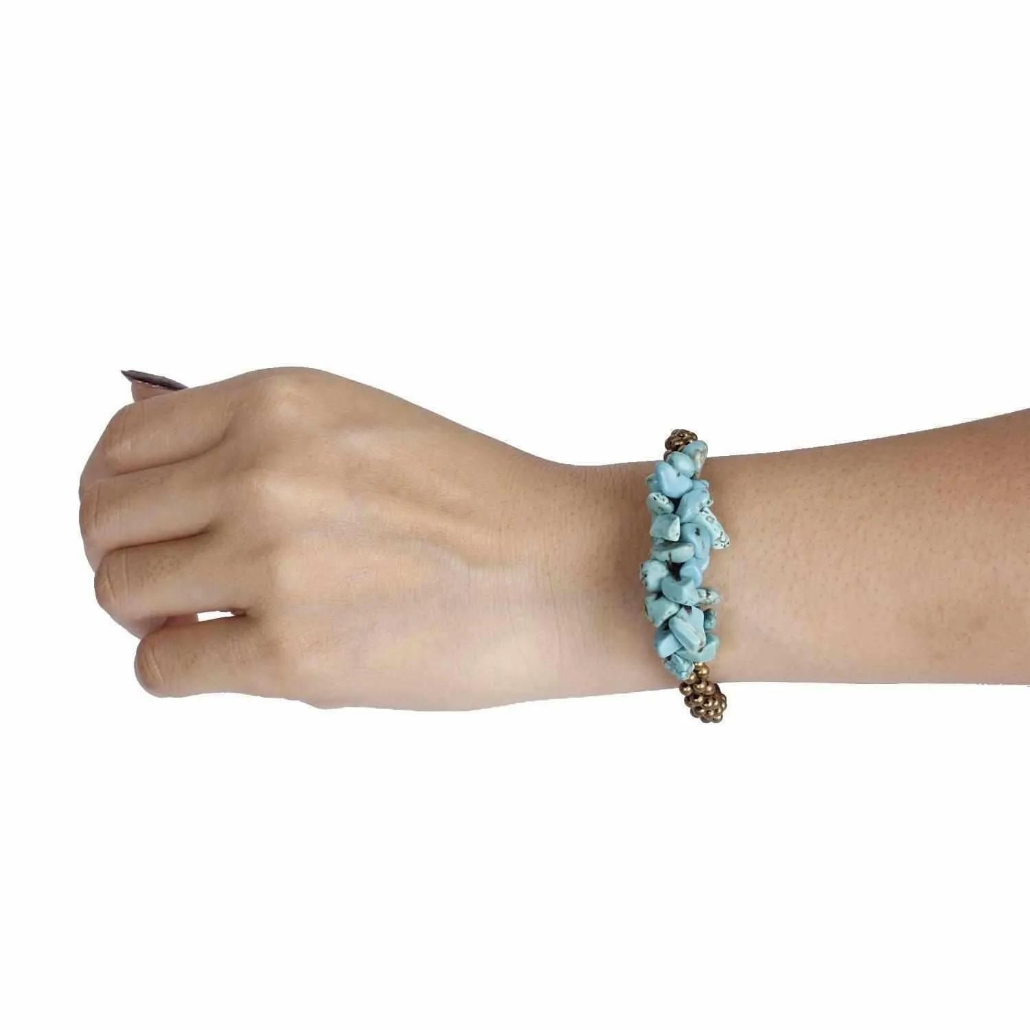 Cluster Brass Bead & Stone Bracelet - Thailand