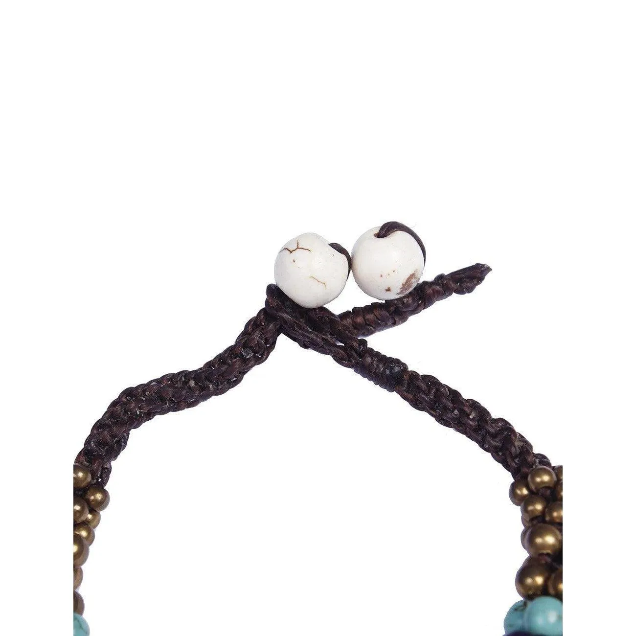 Cluster Brass Bead & Stone Bracelet - Thailand