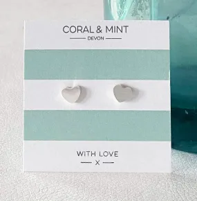 Coral & Mint Heart Earrings