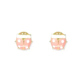 Coral Pink Ladybird Earrings