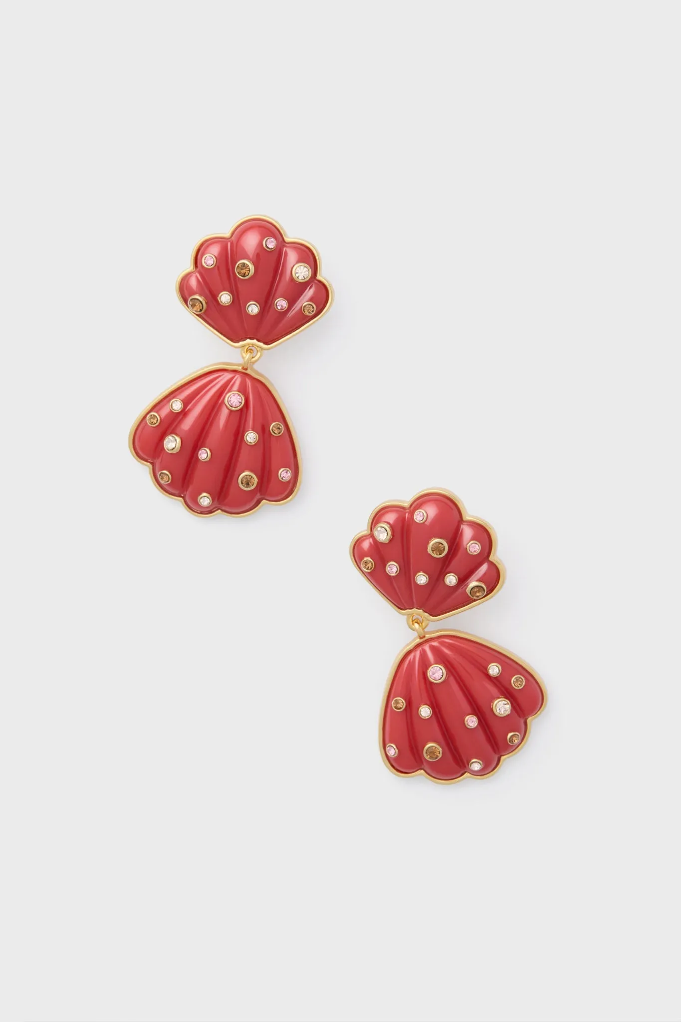 Coral Veda Double Shell Earrings
