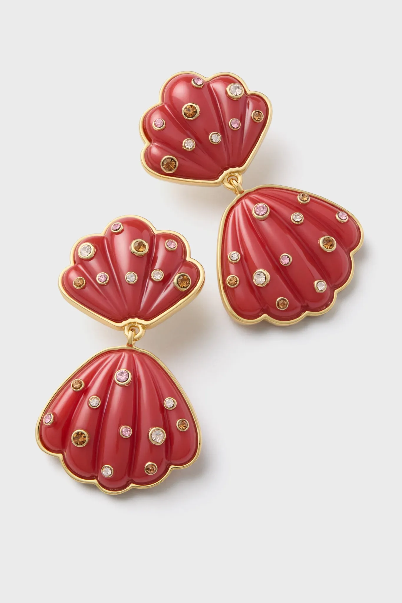Coral Veda Double Shell Earrings