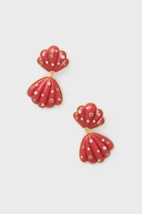 Coral Veda Double Shell Earrings