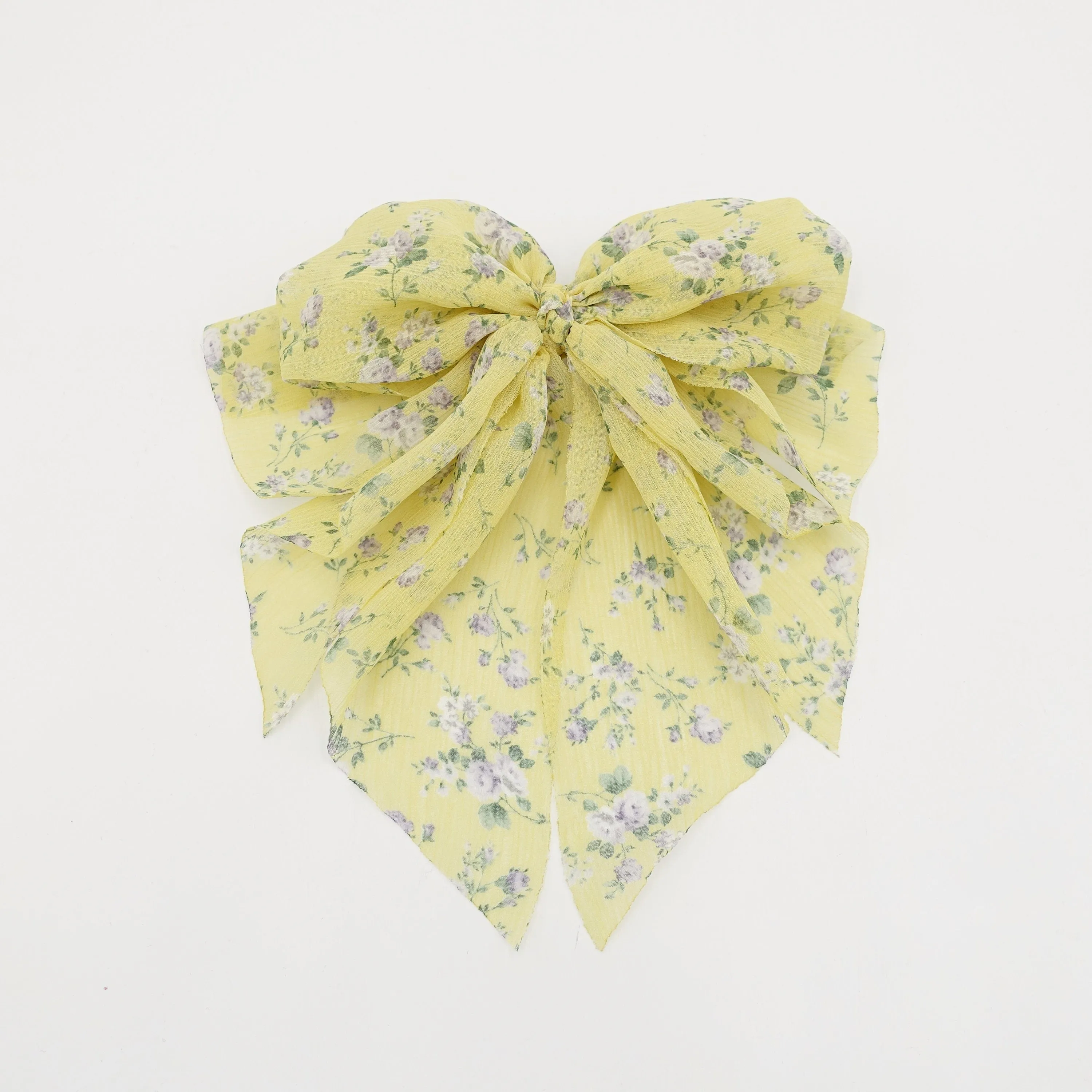 crinkled chiffon floral hair bow for women