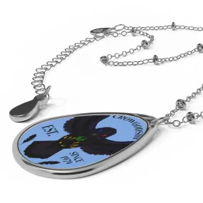 Crowgodshi Designer Oval Necklace, CAROLINA BLUE