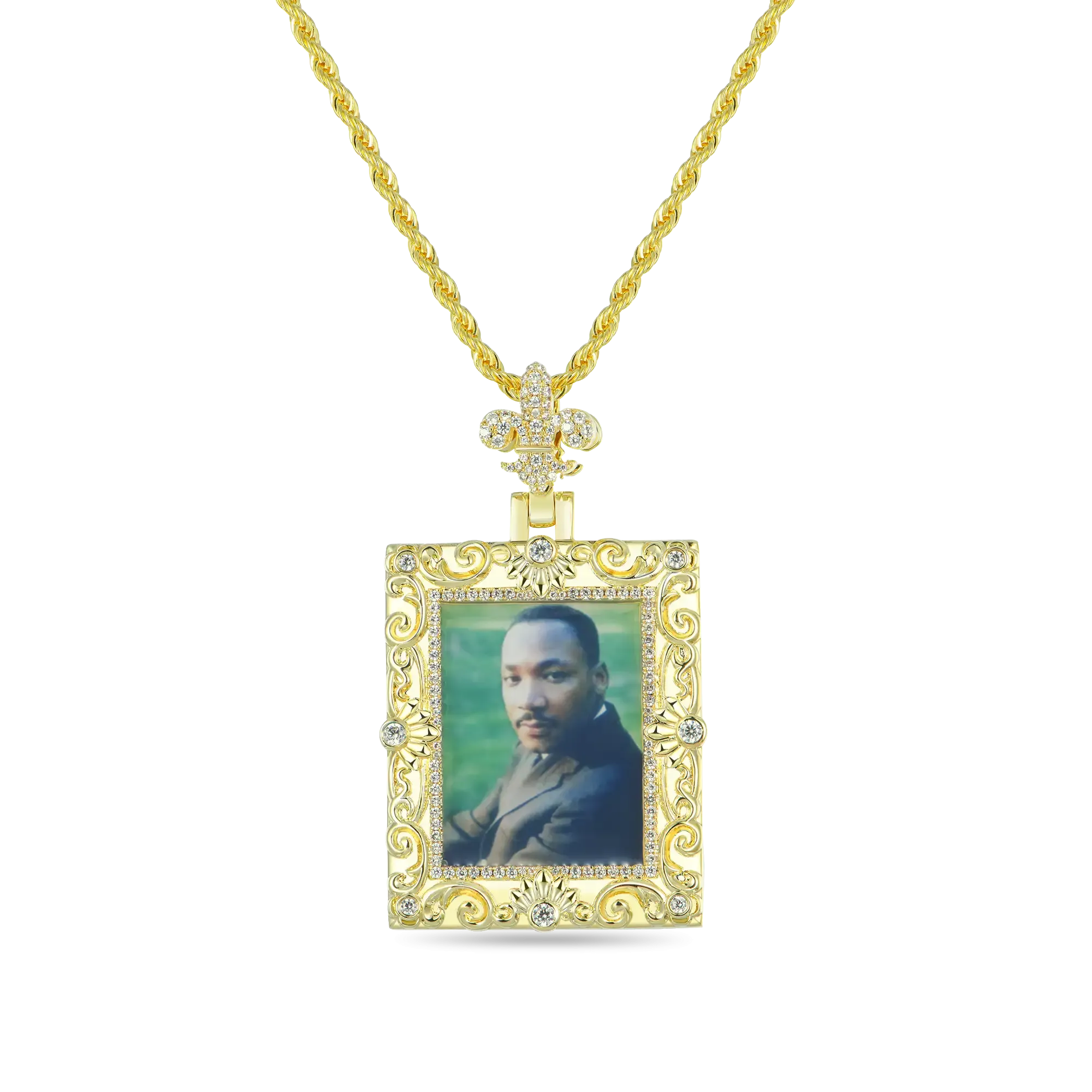 Custom Greek Pattern Vintage Rectangular Photo Pendant