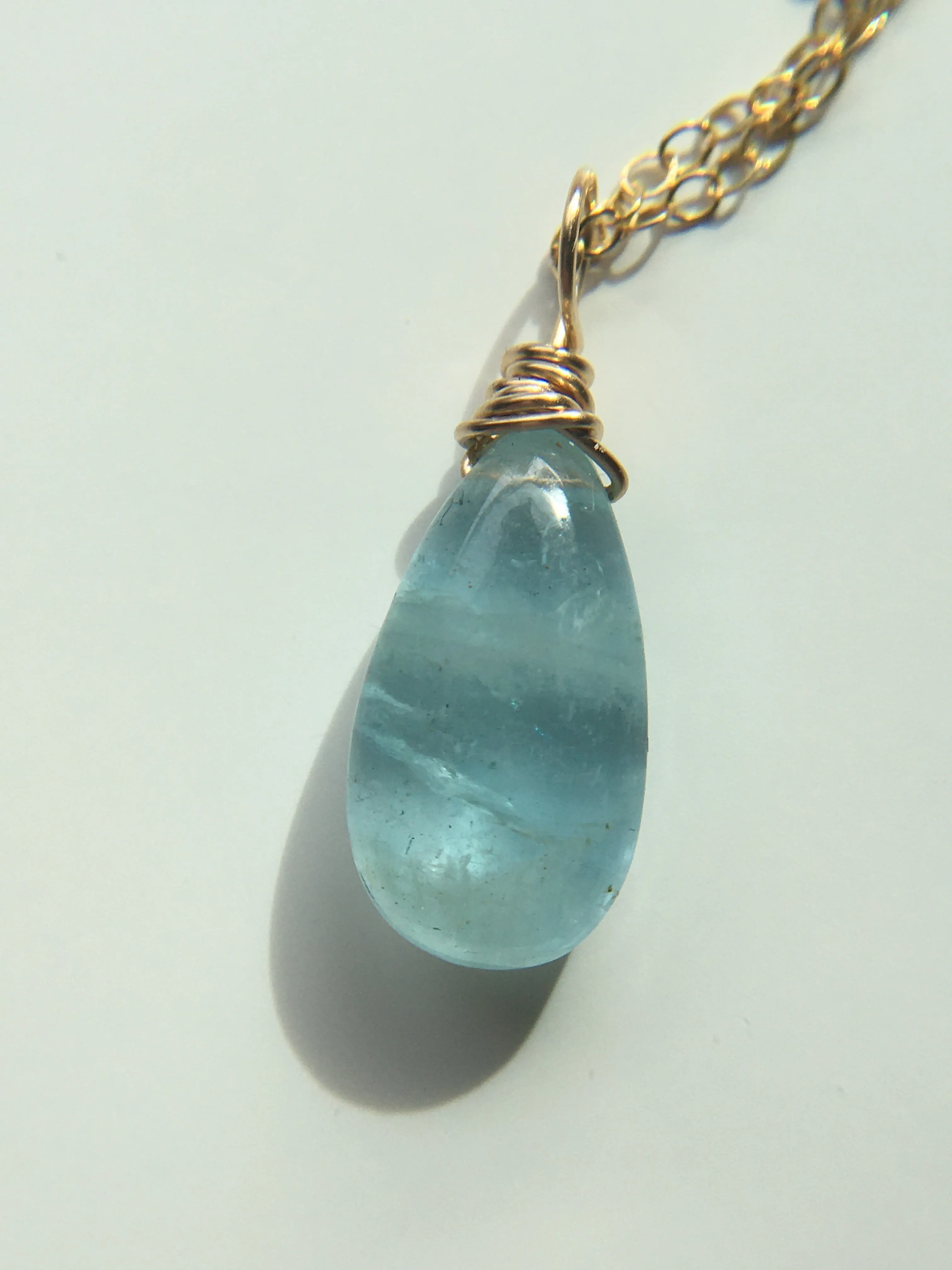 Dainty Aquamarine Pendant  Necklace March Birthstone Jewelry Gift For Women