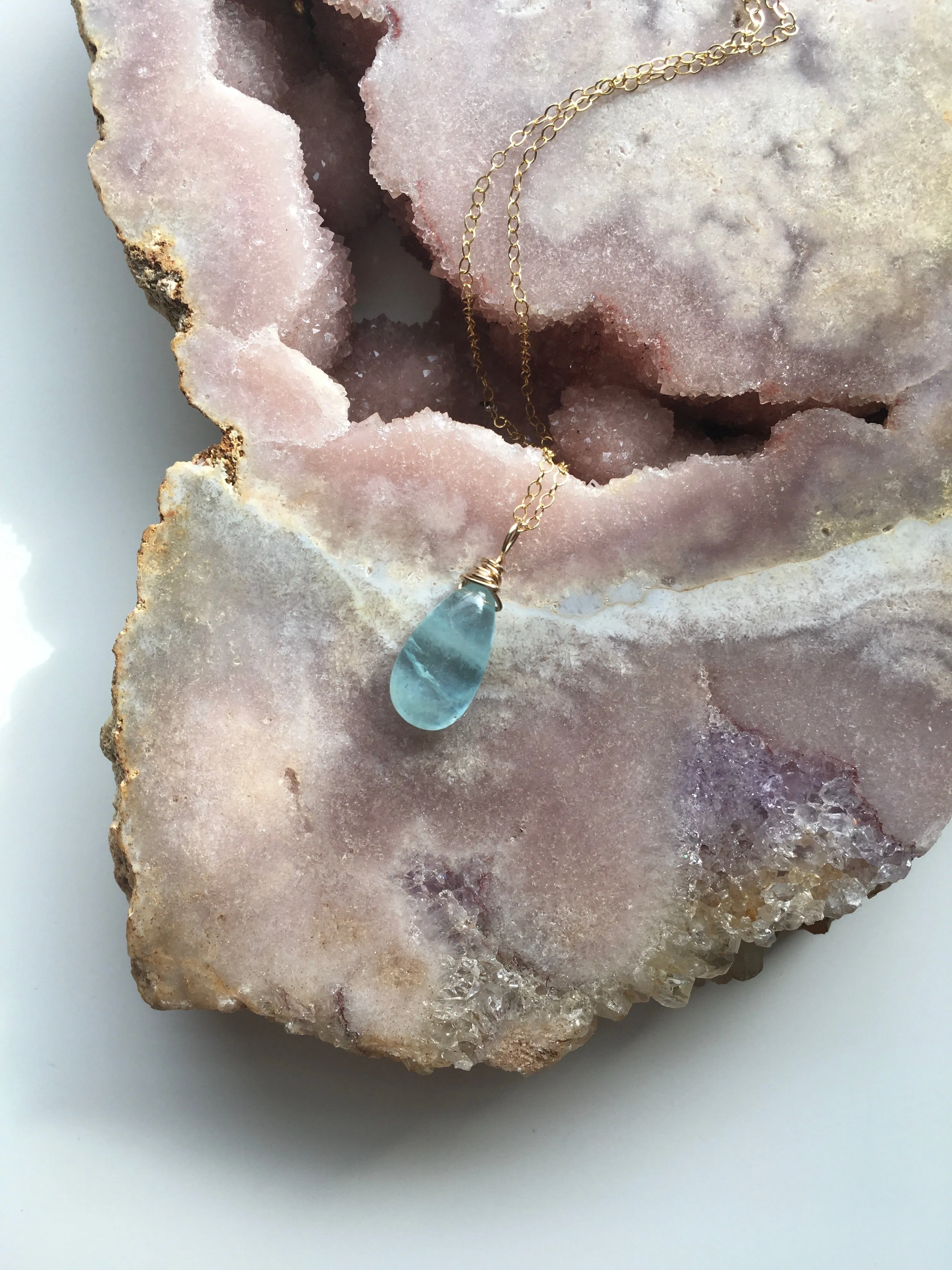 Dainty Aquamarine Pendant  Necklace March Birthstone Jewelry Gift For Women