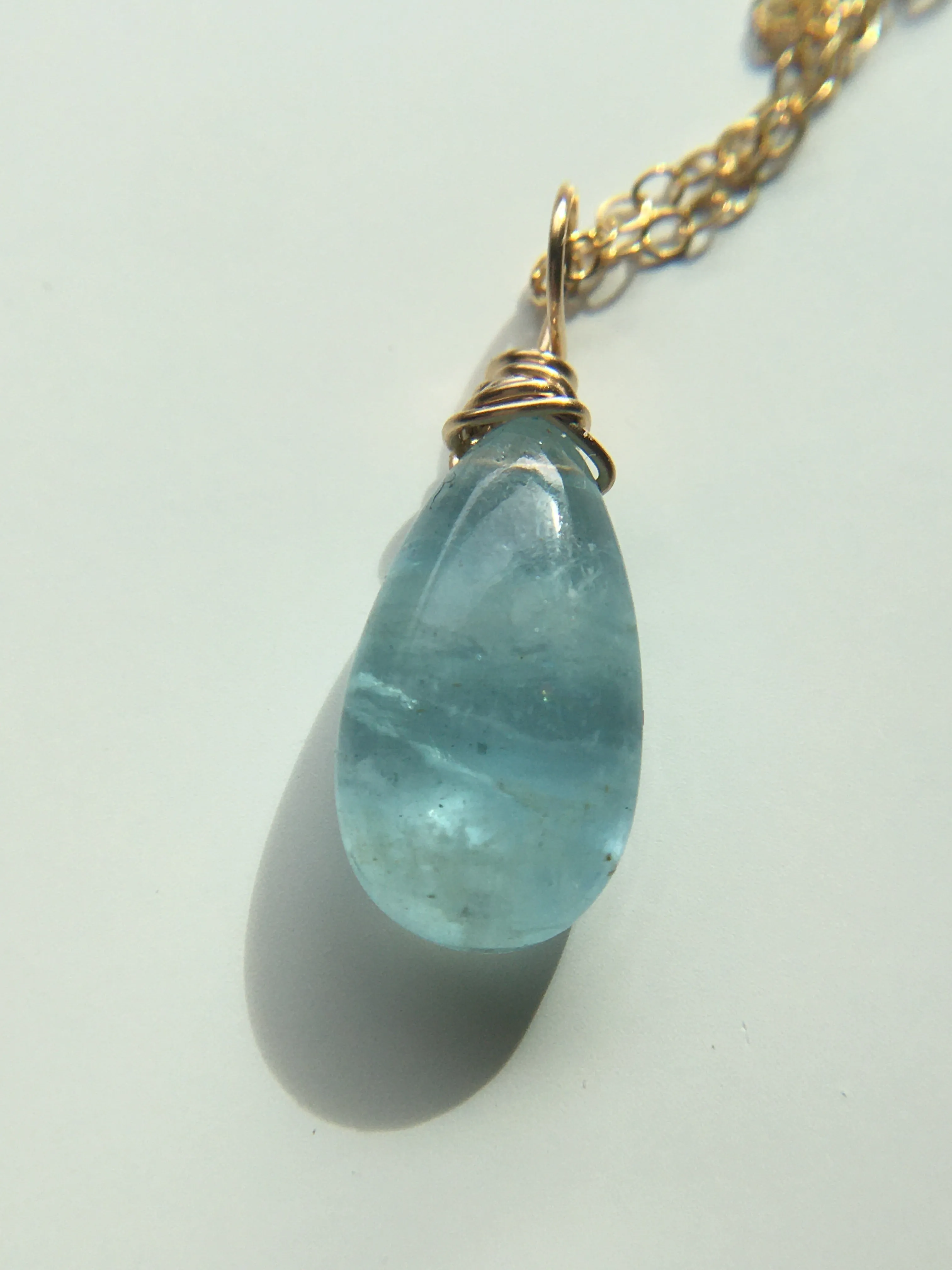 Dainty Aquamarine Pendant  Necklace March Birthstone Jewelry Gift For Women