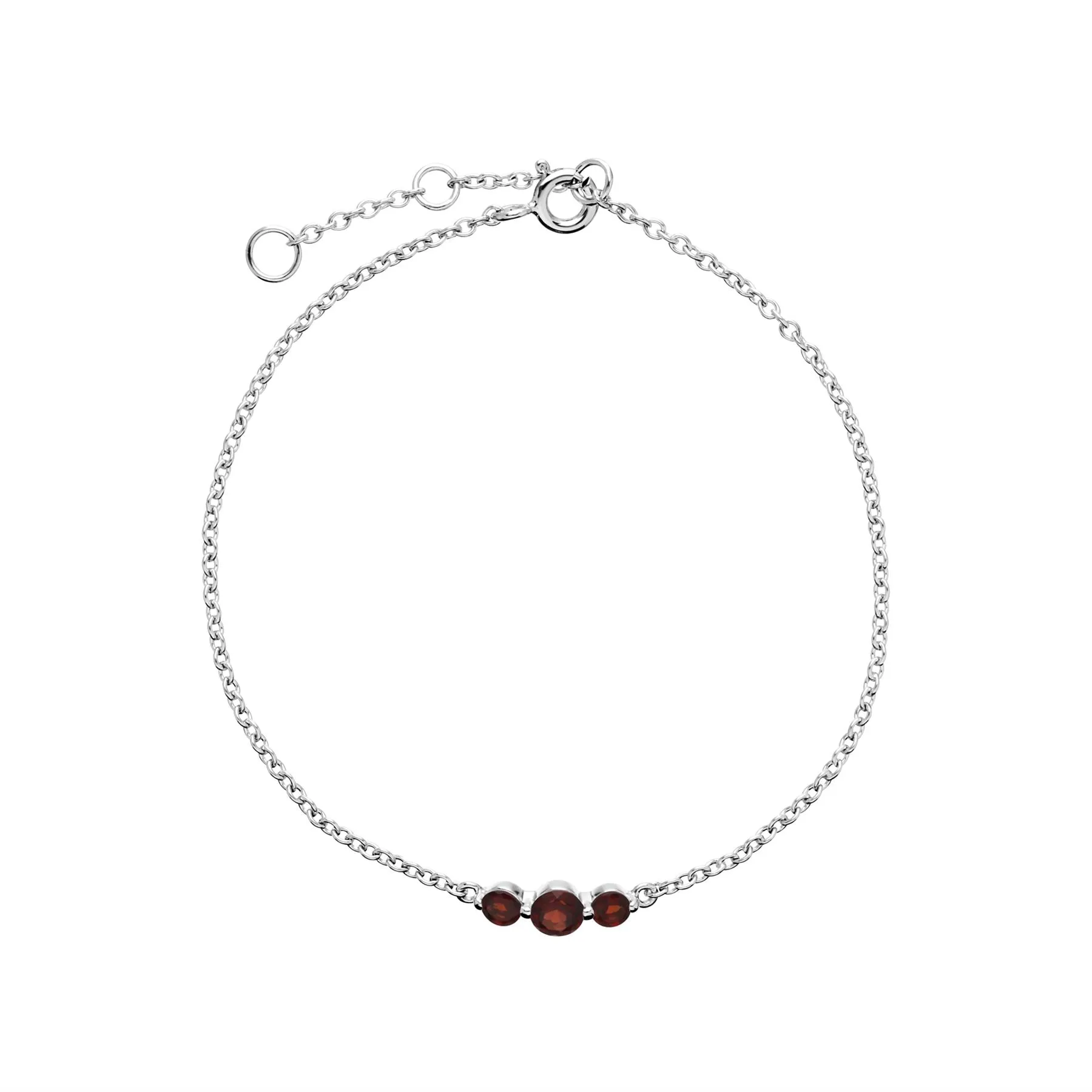 Damen Sterlingsilber Drei Stein Granat Rund Farbverlauf 19cm Armband