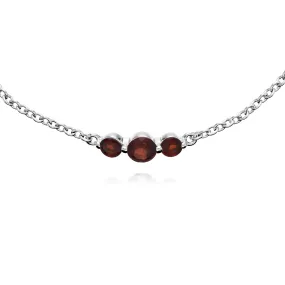 Damen Sterlingsilber Drei Stein Granat Rund Farbverlauf 19cm Armband