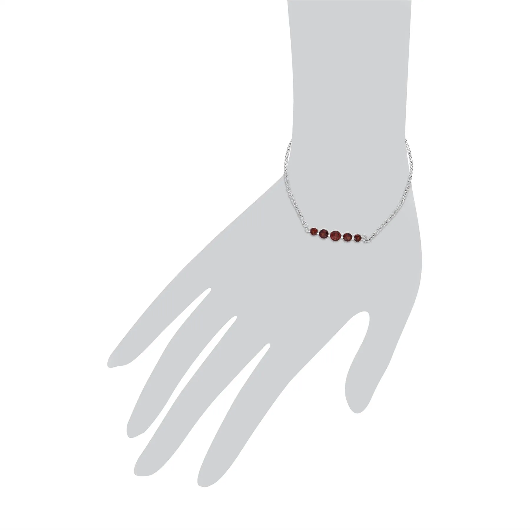 Damen Sterlingsilber Fünfstein Granat Rund Farbverlauf 19cm Armband