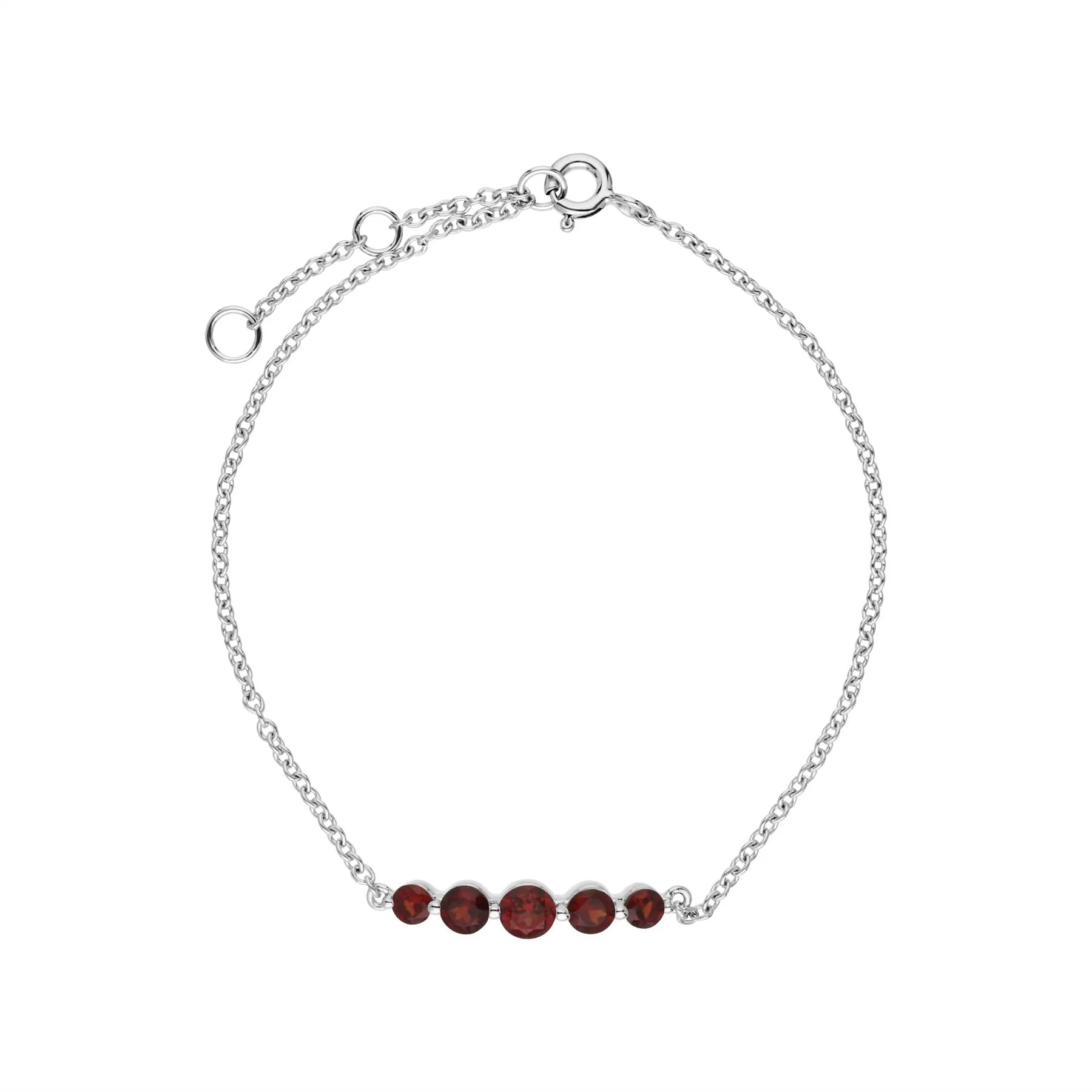 Damen Sterlingsilber Fünfstein Granat Rund Farbverlauf 19cm Armband