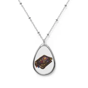 Death Spell Book Oval Necklace