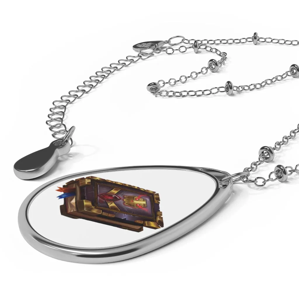 Death Spell Book Oval Necklace