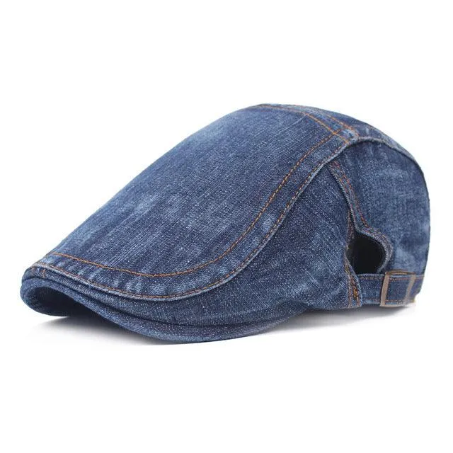 Denim Vintage Beret Hats | Women's Winter Beret Hat | Unisex Adjustable Caps
