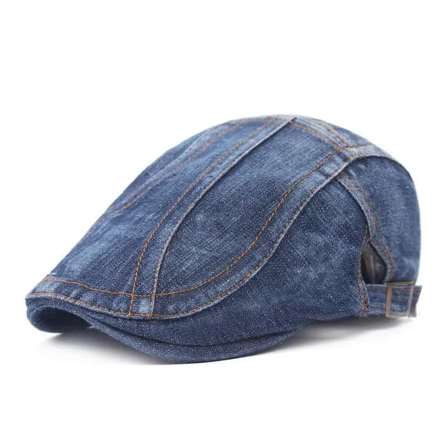 Denim Vintage Beret Hats | Women's Winter Beret Hat | Unisex Adjustable Caps