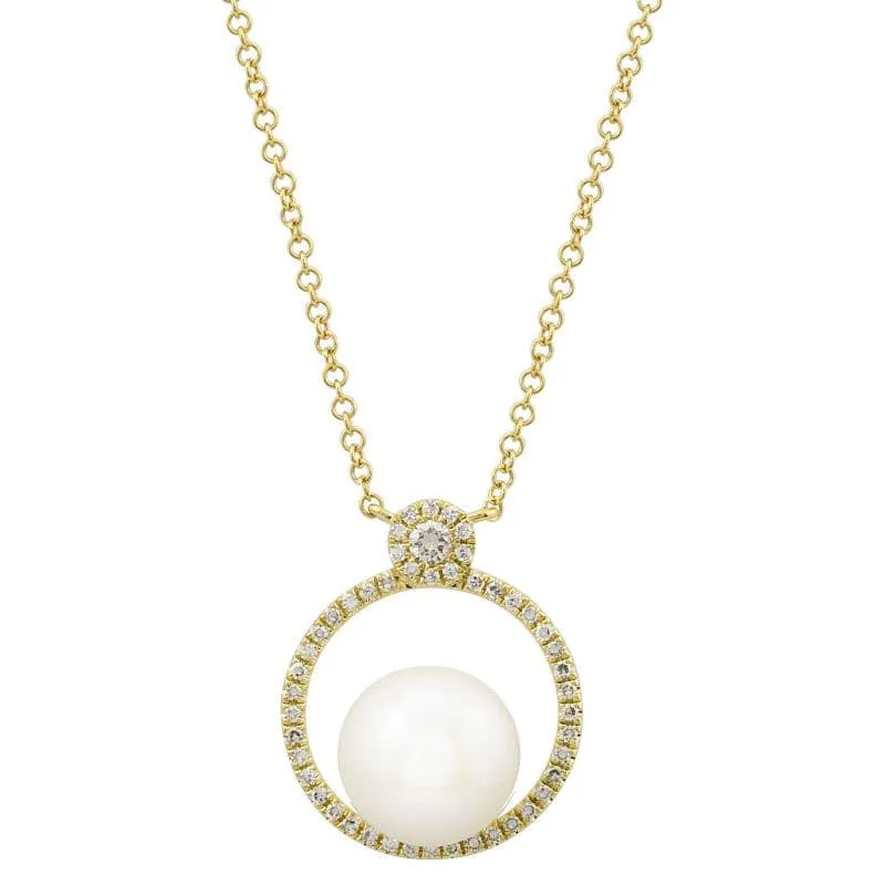 Diamond Silhouette Pearl Necklace