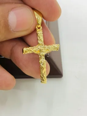 Dije de Cruz en Oro Laminado para Hombre 36x23mm/Rustic Cross Pendant for Mens in Gold F/Everyday Pendant/Man Cross Jewelry/Crucifix Pendant