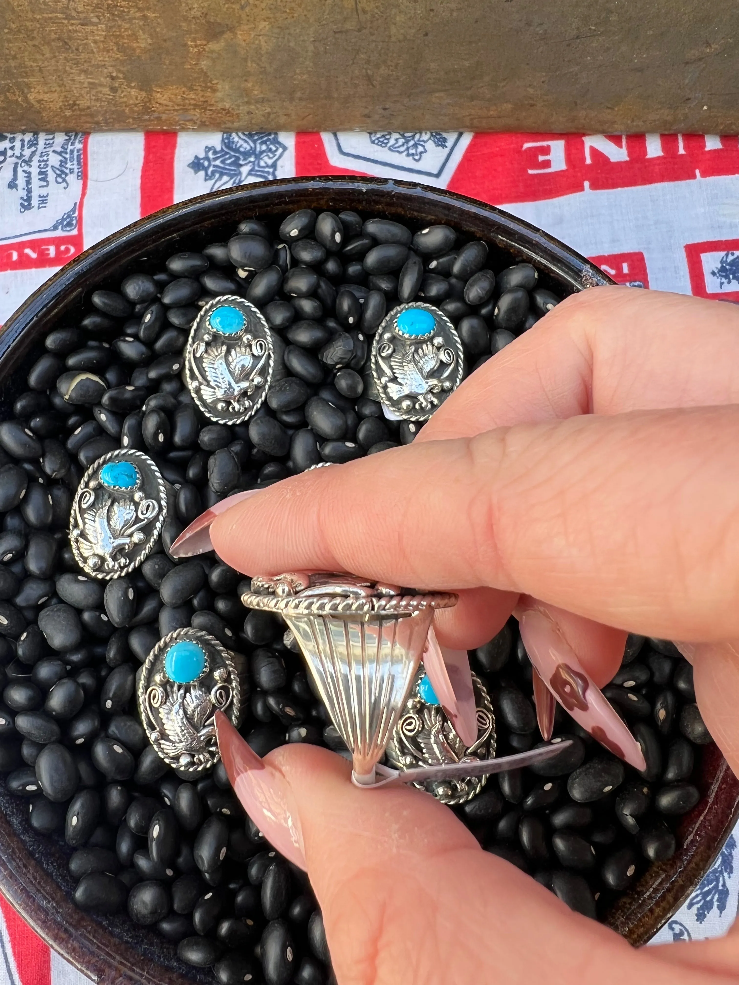 Eagle Turquoise Signet Ring