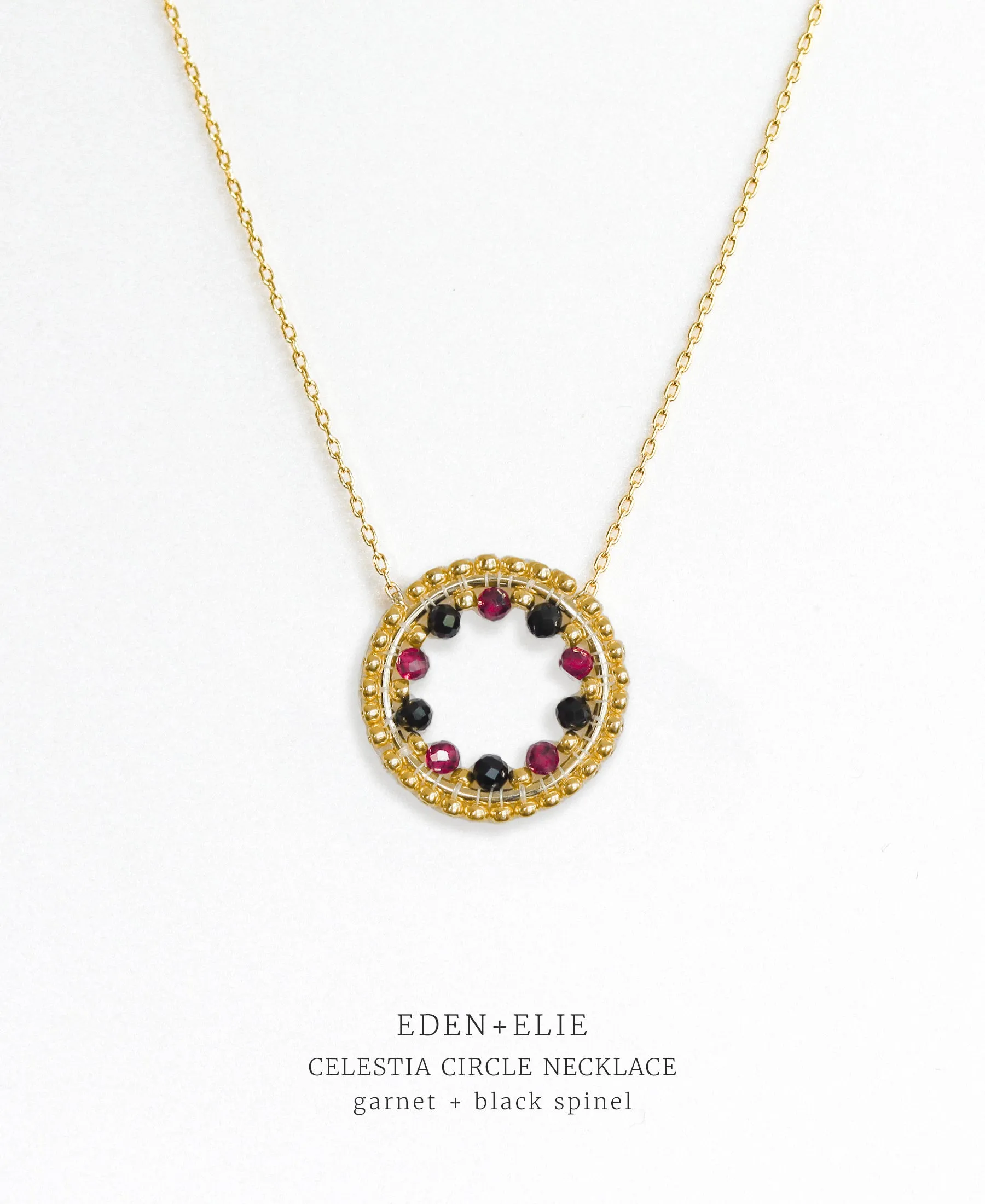 EDEN   ELIE Celestia Circle Necklace - Garnet   Black Spinel