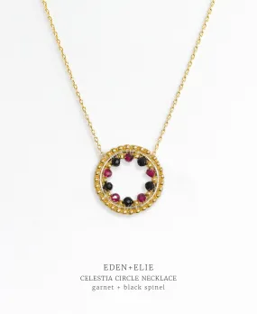 EDEN   ELIE Celestia Circle Necklace - Garnet   Black Spinel