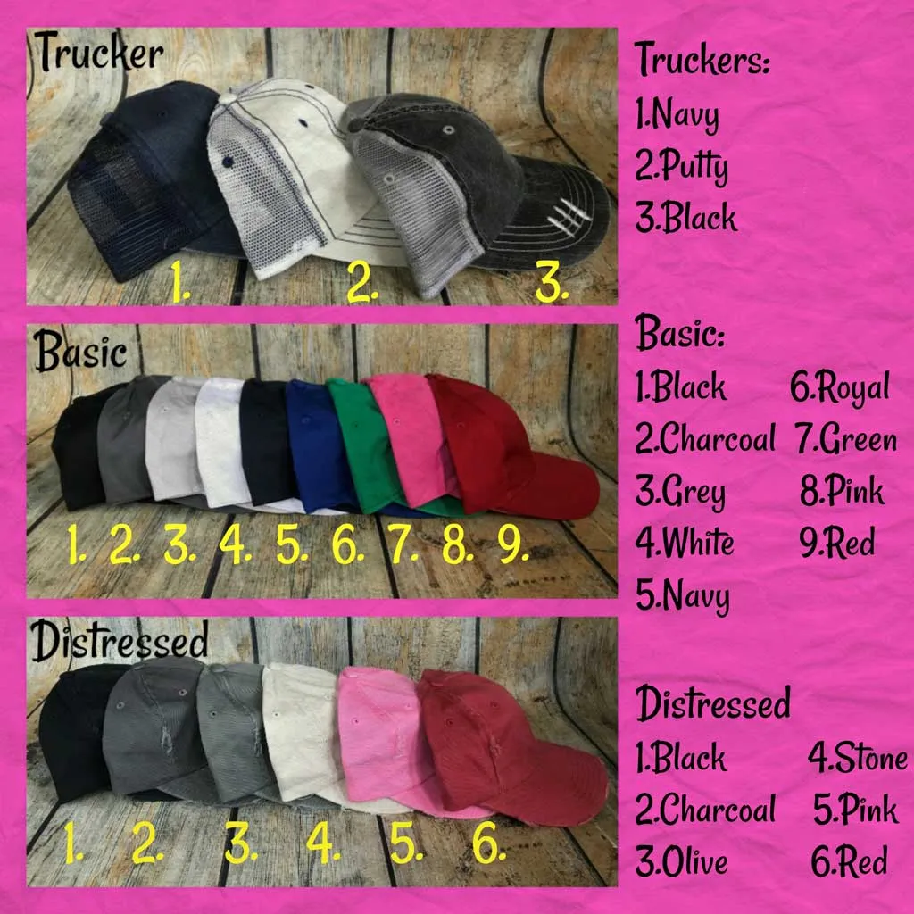 Embroidered Monogram Basic Distressed Hats