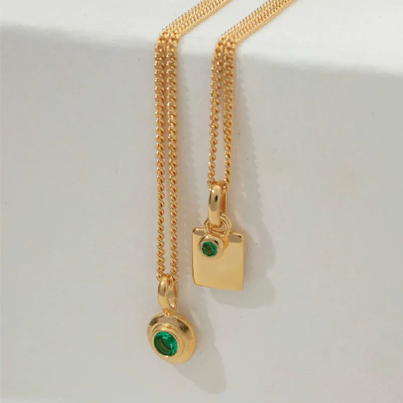 ENGRAVABLE AQUAMARINE BIRTHSTONE NECKLACE (MARCH)