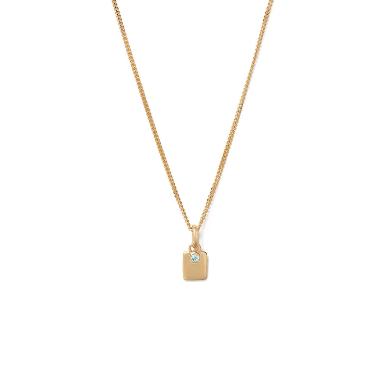 ENGRAVABLE AQUAMARINE BIRTHSTONE NECKLACE (MARCH)