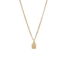 ENGRAVABLE AQUAMARINE BIRTHSTONE NECKLACE (MARCH)