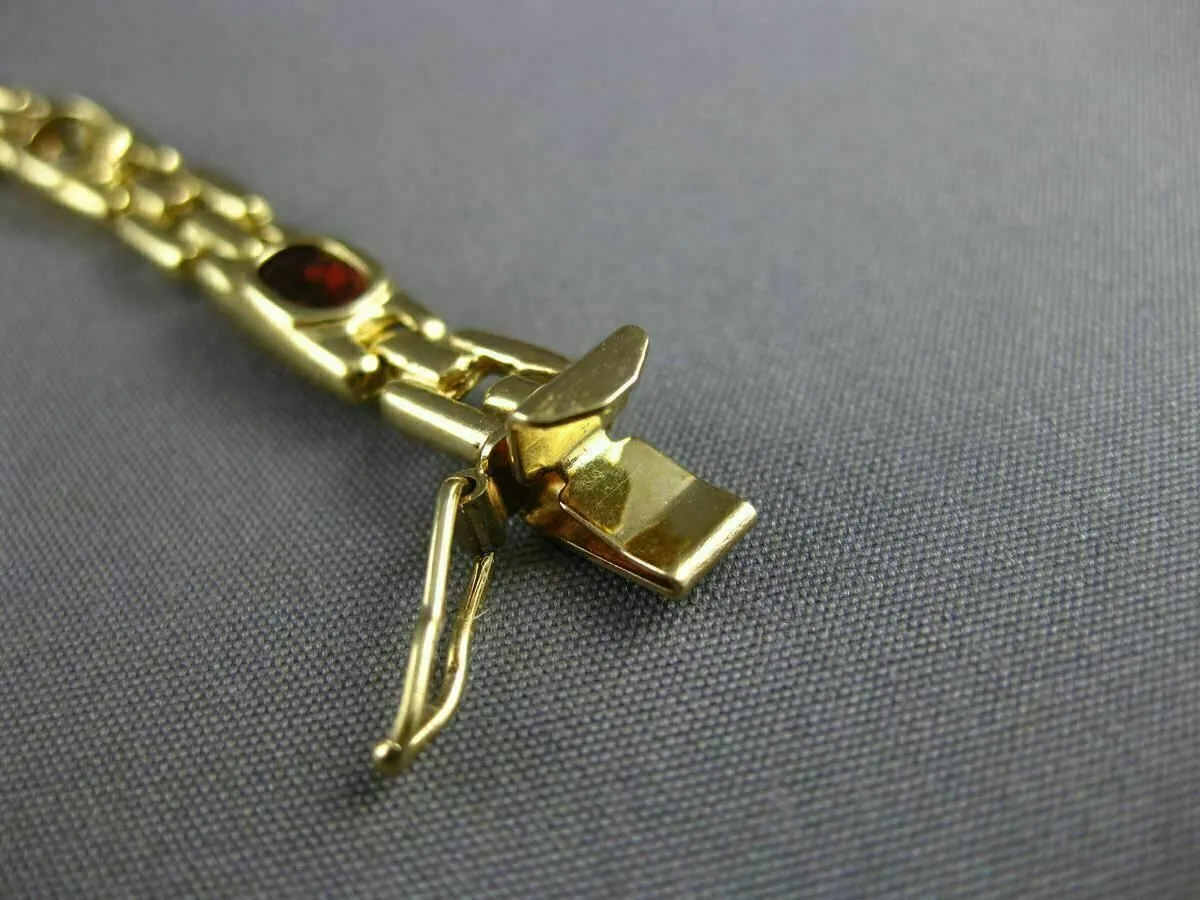 ESTATE WIDE 5.0CT AAA OVAL MULTI GEM 14K YELLOW GOLD SQUARE LINK BRACELET #22711