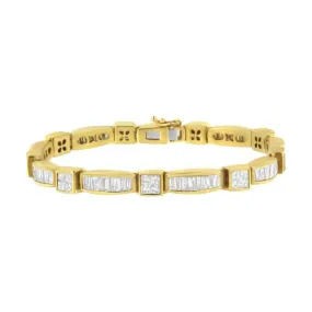 Exquisite 14K Yellow Gold Geometric Diamond Bracelet with 7.33 Carats of Sparkle
