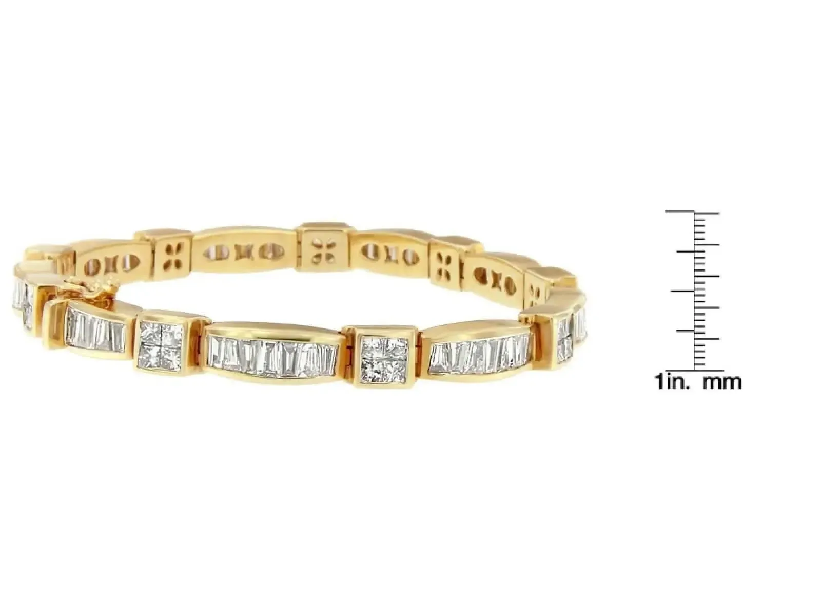 Exquisite 14K Yellow Gold Geometric Diamond Bracelet with 7.33 Carats of Sparkle
