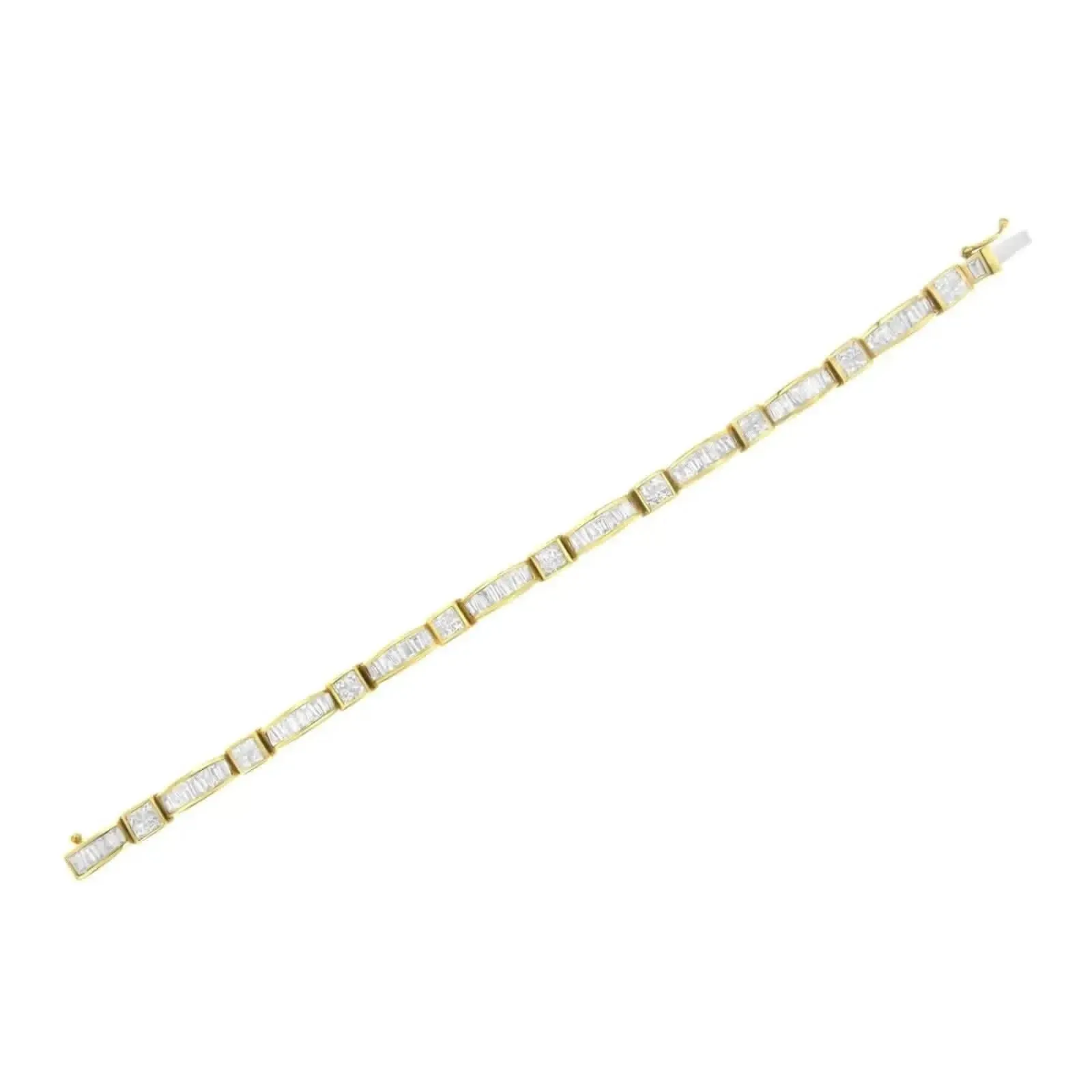 Exquisite 14K Yellow Gold Geometric Diamond Bracelet with 7.33 Carats of Sparkle