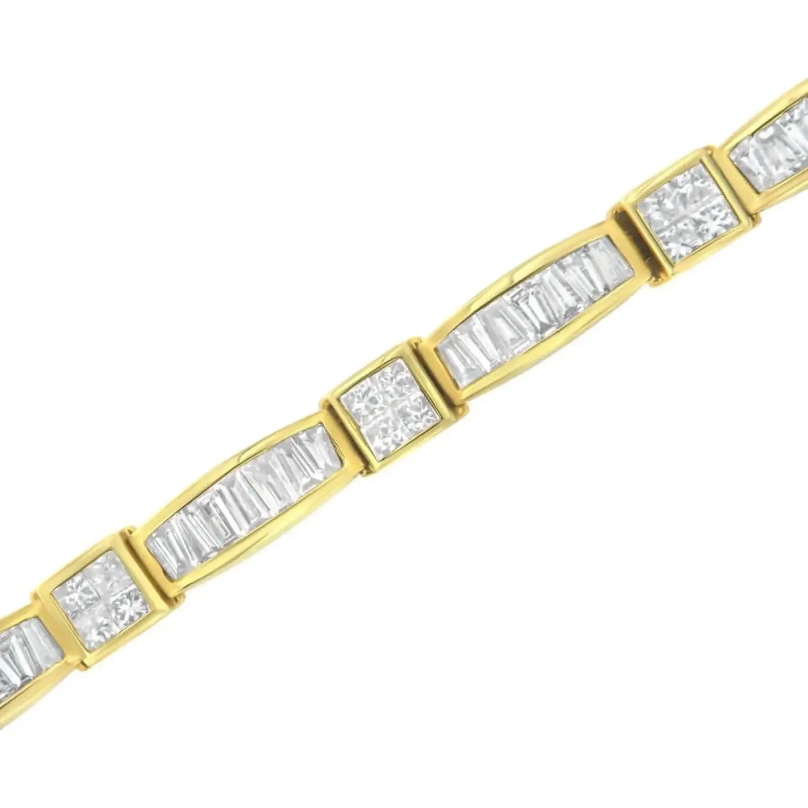 Exquisite 14K Yellow Gold Geometric Diamond Bracelet with 7.33 Carats of Sparkle