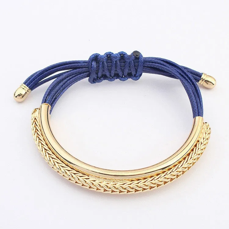 Fashion Brand Designer Gold Plated Alloy Leather Bracelets Luxury Handmade Rope Chain Charm Trendy Bracelets For Women