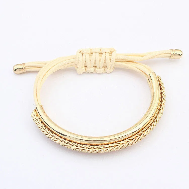 Fashion Brand Designer Gold Plated Alloy Leather Bracelets Luxury Handmade Rope Chain Charm Trendy Bracelets For Women