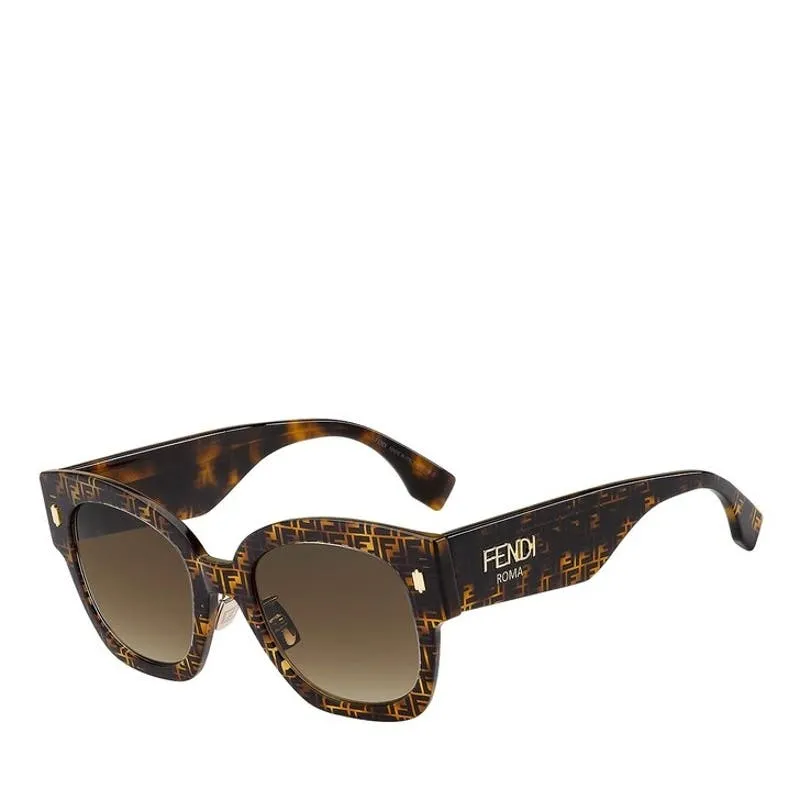 Fendi Brown & Black Yellow Havana Cat Eye Sunglasses, “FF0452/F/S 53mm”