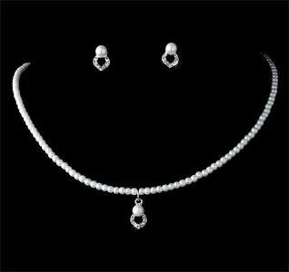 Flowergirl Pearl and Rhinestone Jewelry Set