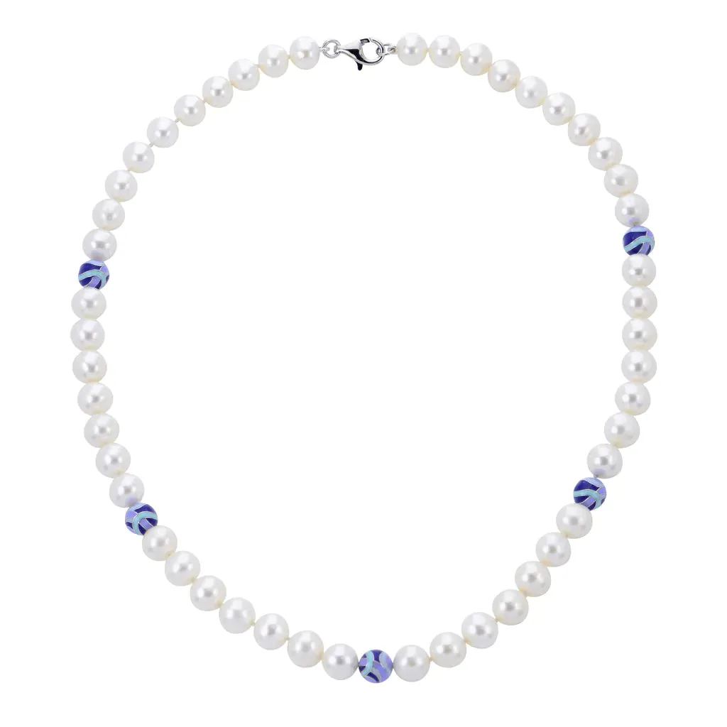 Freshwater Pearl and Epoxy Bead Necklace