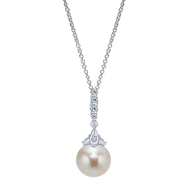Gabriel & Co Peal and Dimond Pendant Necklace