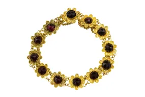 Garnet bracelet in 14 carat gold