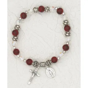 GARNET- Italian Faux Birthstone Stretch Bracelet