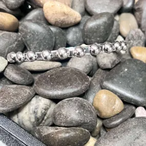 Genuine Sterling Silver Skinny Ball Bangle Bracelet